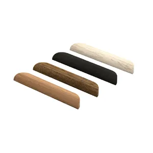 Long half oval wood cabinet knobs for furniture from oak